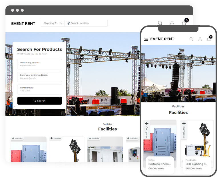 Event Rent– AV Equipment and Party Supplies Rental Marketplace